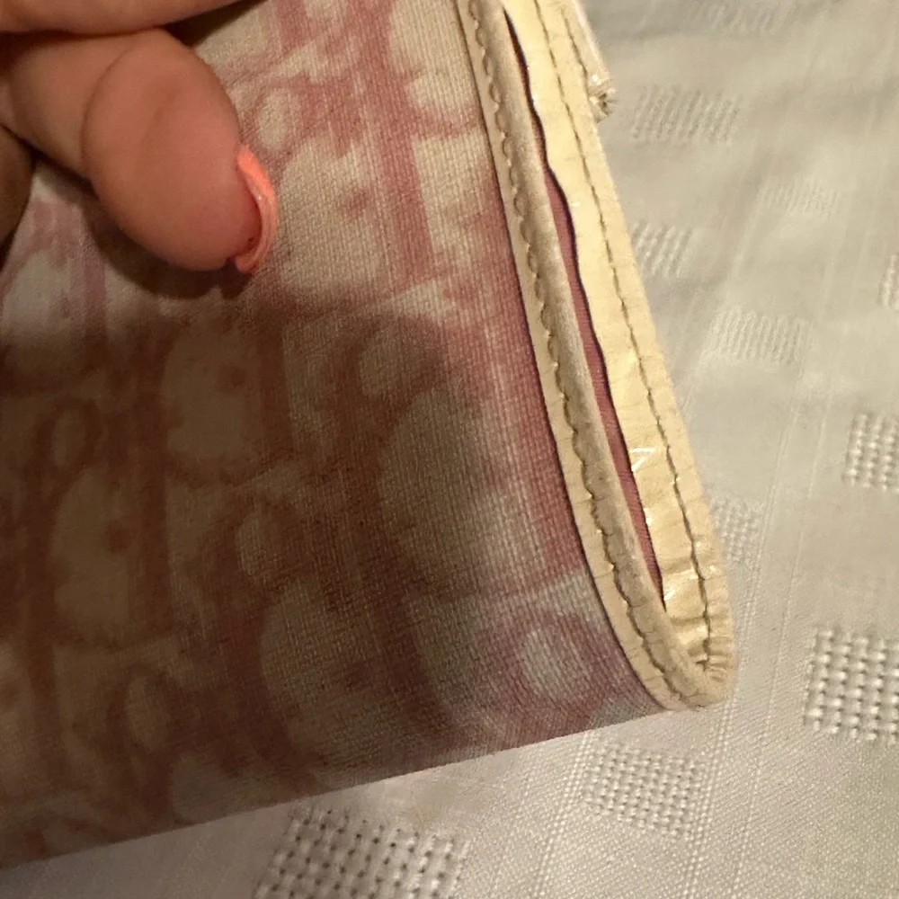 Christian Dior Pink and Cream trotter Logo tri fold Wallet number 1 vintage